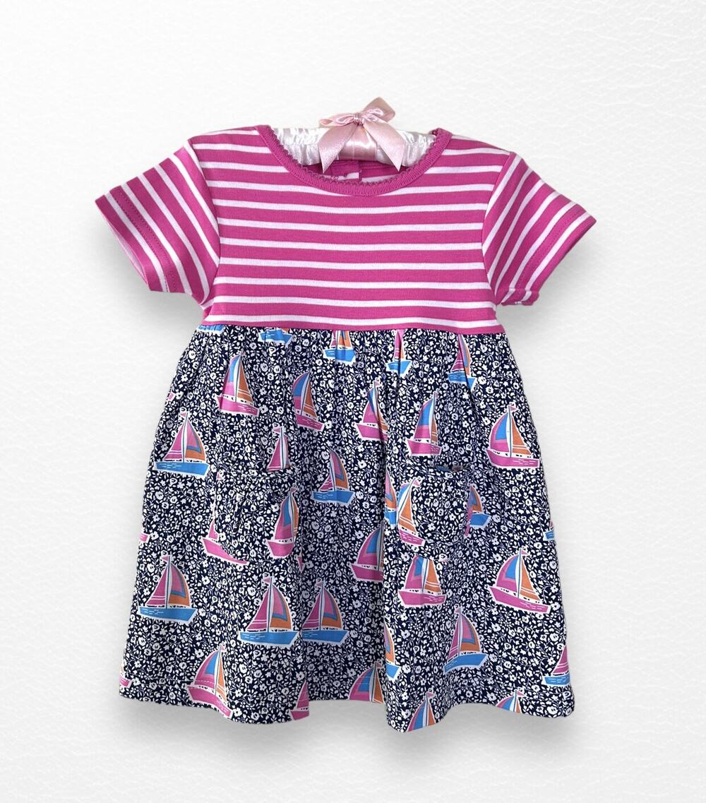 NWT JoJo Maman Bebe Sailboat Dress, Size 12-18 Months